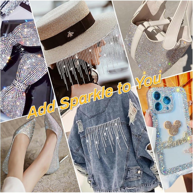 LifeisLuck Crystal Rhinestone Close Chain Trim with B7000 Jewelry Glue, 11 Yards 4MM Silver with Clear Beads B-7000 Glue Rhinestones Chain for Crafts Sewing DIY Jewelry Wedding Decoration Sewing Beaded Trim - Image 5